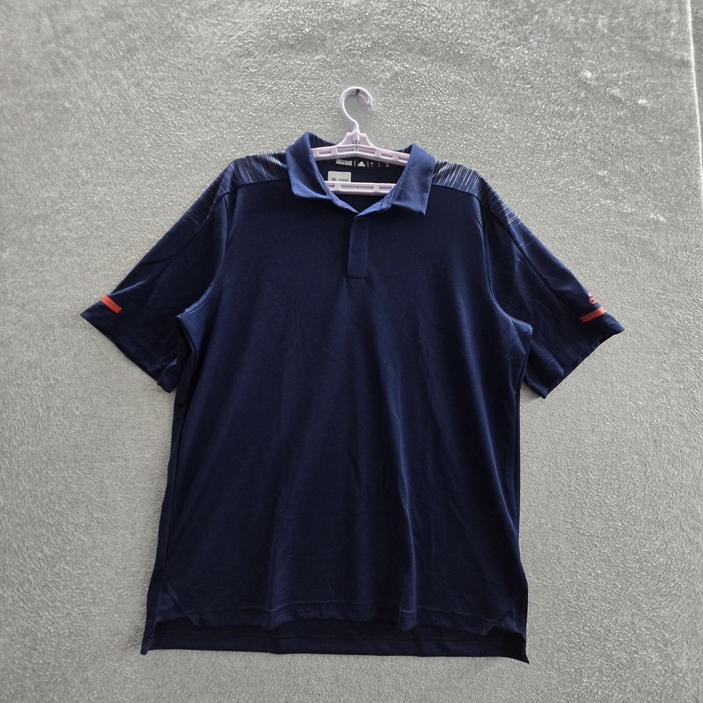 Adidas Men Polo Shirt Large Navy Blue Activewear Logo Short Sleeve Collar